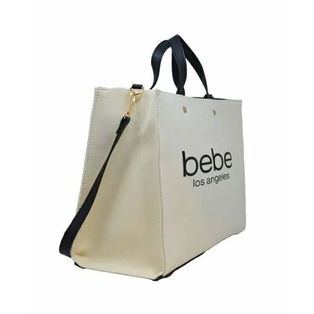Bebe Los Angeles Natural Canvas Tote Bag